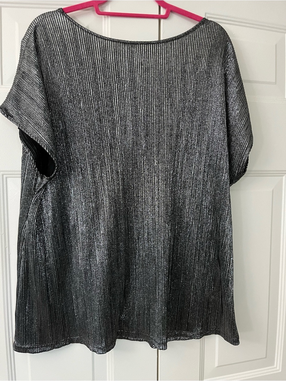 NY Collection 2X Ribbed Metallic Lightweight Top - Picture 5 of 6